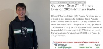 25/04/2024 HISTÓRICO GANADOR DEL GRAN DT